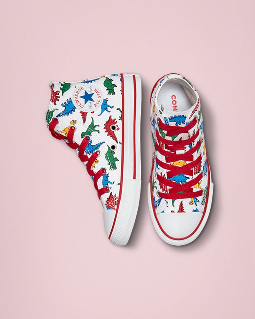 Girls' Converse Chuck Taylor All Star Dinosaurs High Top Shoes White / Red / Blue | AU 5C34EU